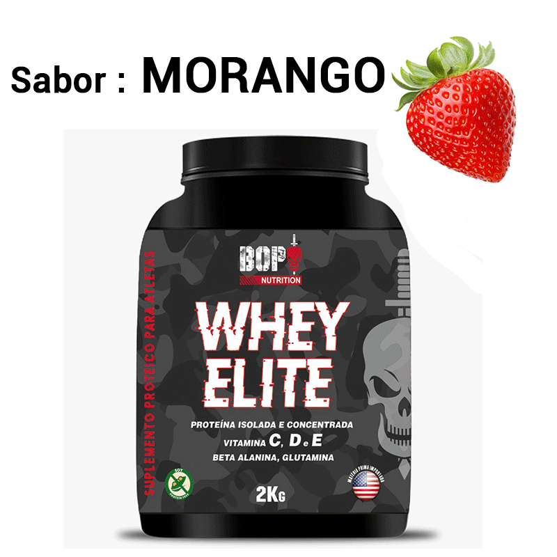 WHEY ELITE 2 Kg - MORANGO<br> - Bop Nutrition - <br> - R$ 0,00